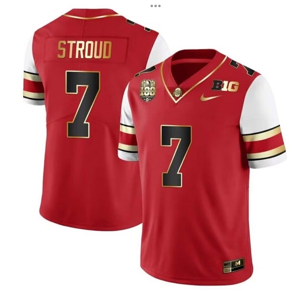 Women Red Ohio State Buckeyes #7 CJ Stroud Stitched Football Jersey(Run Small)